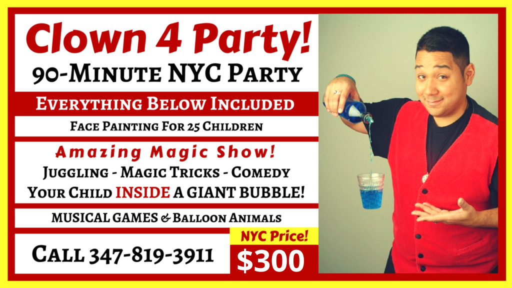 Kids Magician NYC, NY Birthday Party Clown, Fun Party Clown For Kids