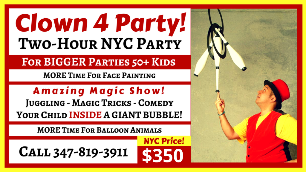 kids Magician Manhattan, Birthday Clown NY, Childrens Birthday Party Performer NY